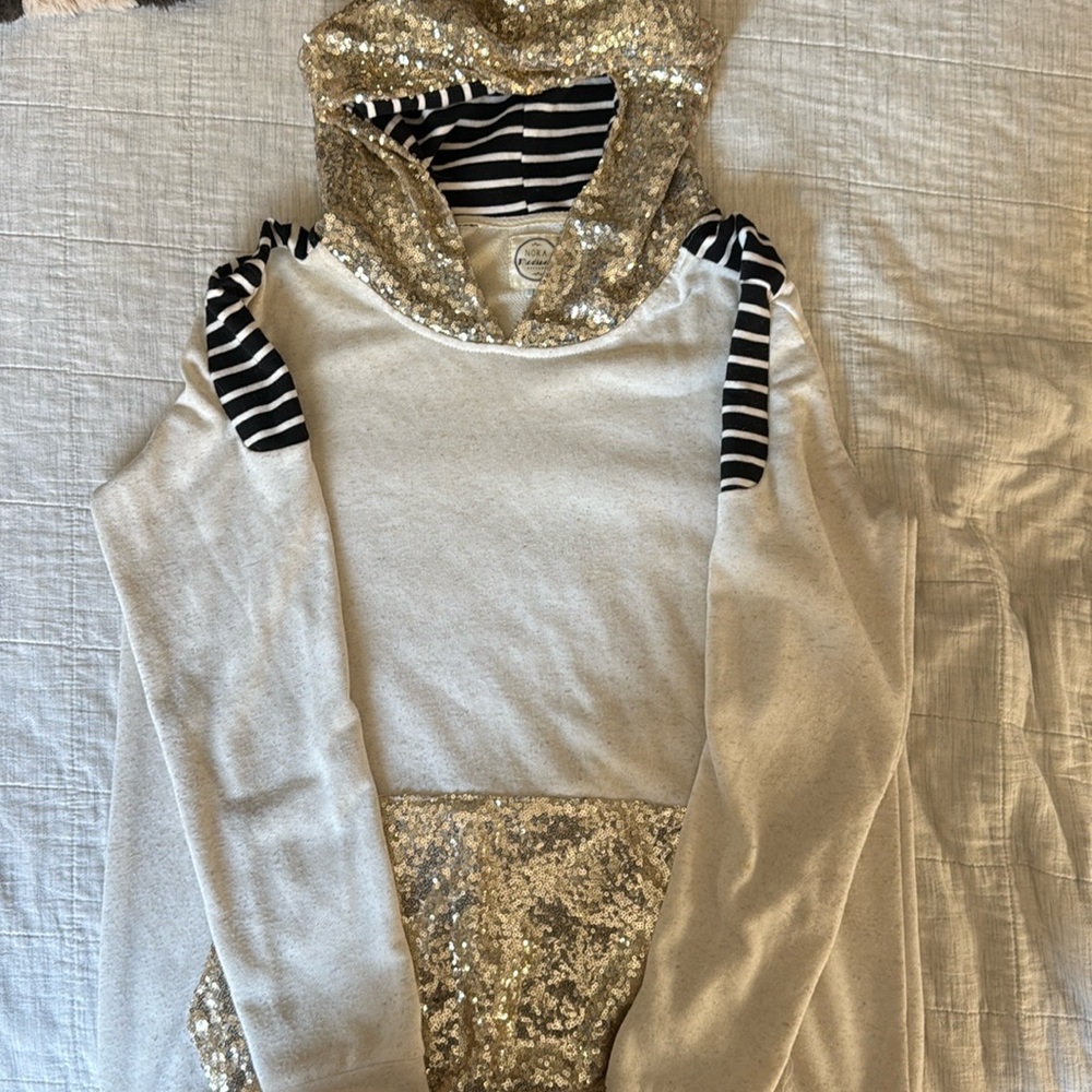 Nora Madison gold sequin hoodie